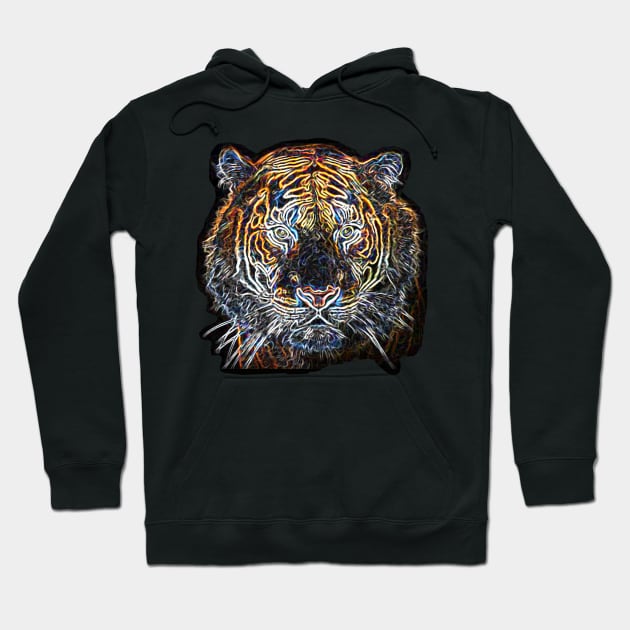 Tiger Head Electric Silhouette 02 Hoodie by Korvus78